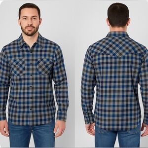 Cody James Rodeo Fit Blue Gray Plaid Flannel Shirt Men’s Size Large